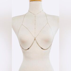 Silver Dainty Bra Bodychain Statement Necklace